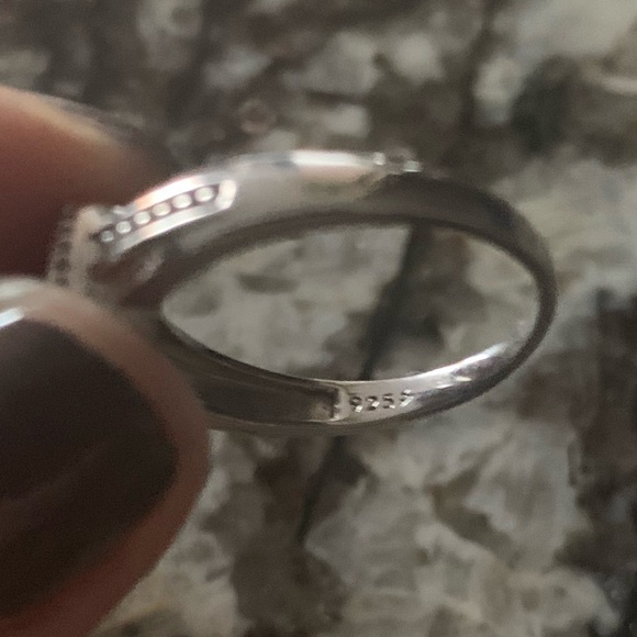 Diamond Halo Ring, Sterling Silver Stamped 925, (1/10 ct. t.w.), Approx. Size 8 - Picture 5 of 8